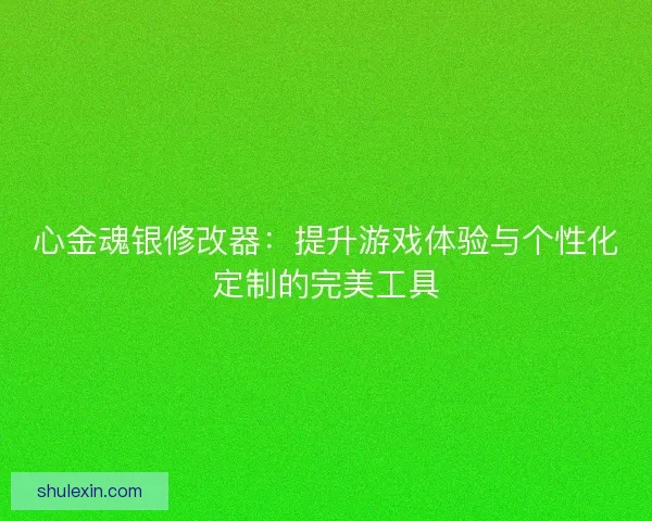 心金魂银修改器：提升游戏体验与个性化定制的完美工具